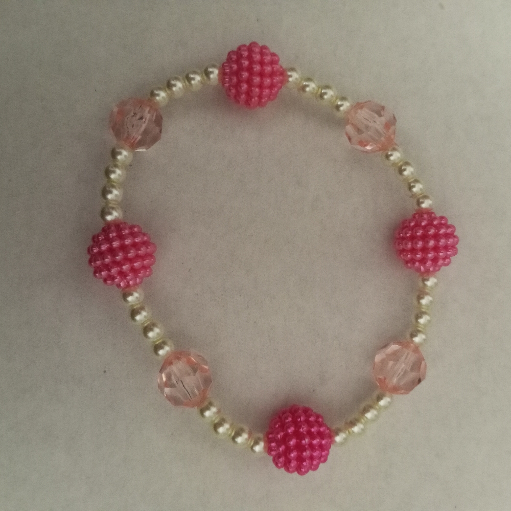 hand crafted Freshwater pearl and pink crystal statement beaded bracelet